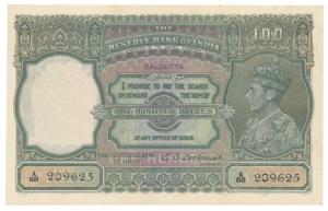 George VI, Rupees 100, 1944, Calcutta, signed C. D. Deshmukh (J&R 7.2D). Uncirculated, Ver