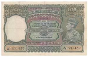 George VI, Rupees 100, 1938, Madras, signed J. B. Taylor, (J&R 7.1F). Very Fine+, Rare.