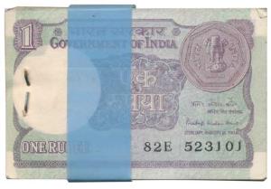 Rupee 1 bundle, 1984, signed Pratap Kishan Kaul, (J&R 1.10.1B). Uncirculated, Rare. (100)