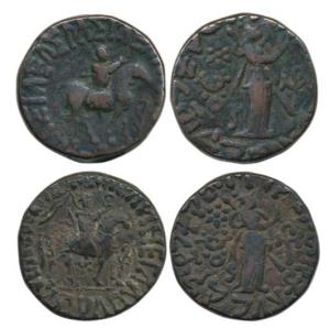 Indo-Scythians, Spalirises with Azes (c. 60-50 BC), Copper Unit (2), obv. king on horsebac
