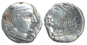 Western Kshatrapas, Silver Drachma, 2.40g, Error, Brockage, nice deep and complete Lakhi i