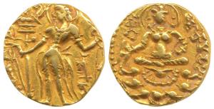 Guptas, Skandagupta (AD 455-480), Gold Heavy Dinar, 9.06g, Archer type, king nimbate, stan