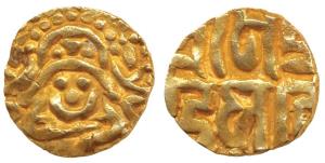Kalachuris of Tripuri, Gangeyadeva (1015-1040 AD), Base Gold 41/2 Masha, 3.81g, obv. seate
