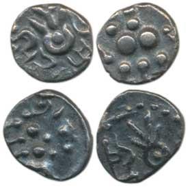 Parmaras of Vidarbha, Bhojadeva, Silver Dramma (2), lion on obv., rev. standing human figu