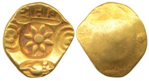 Yadavas of Devagiri, Singhana Deva (1200-1247 AD), Gold Padma Tanka, 3.78g, five punches, 