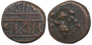 Vijayanagar, issued during Chikka Devaraya’s period, Copper, 3.02g, obv. ganesha seated fa