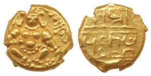Nayakas of Chitradurga, Gold Durgi Pagoda, 3.28g, Krishna as Bal Gopal on obv., Nagari leg