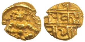Nayakas of Chitradurga, Gold Durgi Pagoda, 3.32g, Krishna as Bal Gopala on obv., Nagari le