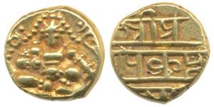 Nayakas of Chitradurga, Gold Durgi Pagoda, 3.3g, Krishna as Bal Gopala on obv., Nagari leg
