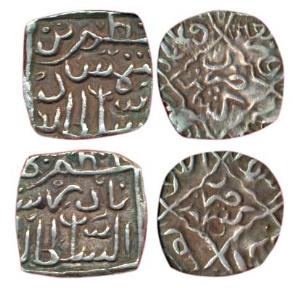 Shams-ud-din II and Nazuk Shah, Silver Sasnu (2), Kashmir Mint, (G&G K93 and K100). Slabbe