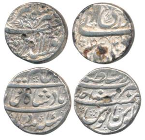 Jahangir, Silver Rupee, Delhi Mint; Alamgir II, Silver Rupee, Dar-us- Sultanate Lahore Min