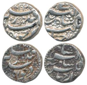 Jahangir, Silver Rupee (2), Qandahar Mint, AH 1027/13 and AH 1028/14 (KM 142.2). Fine+ to 