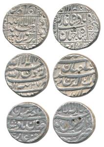 Shah Jahan, Silver Rupee (3), Patna Mint, AH 1038/2; Tatta Mint, AH 1064/27; Surat Mint, R