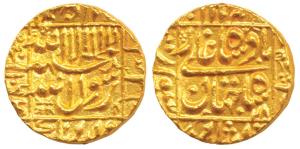 Shah Jahan, Gold Mohur, 10.94g, Surat Mint, AH 1064/27, legend within square area, complet