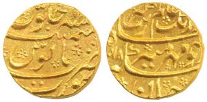 Aurangzeb, Gold Mohur, 11.02g, Surat Mint, AH X078/11, Mihr-e-munir couplet (KM 315.45). N