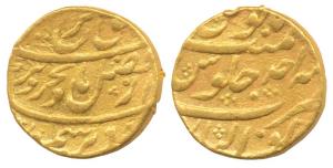 Farrukhsiyar, Gold Mohur, 10.81g, Gwalior Mint, complete mint name at bottom, RY Ahd. Very