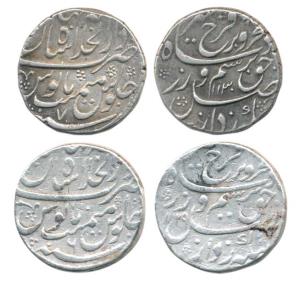 Farrukhsiyar, Silver Rupee (2), Dar-ul- Khilafat Shahjahanabad Mint, AH 1130/7 and 1129/6.