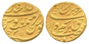 Farrukhsiyar, Gold Mohur, 10.80g, Dar-ul-Khilafat Shahjahanabad Mint, RY 3 (KM 390.30). Ve