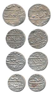 Muhammad Shah, Silver Rupee (3), Gwalior Mint, AH 114x/18; Kora Mint, AH 1142/11; Lahore M