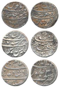 Silver Rupee (3), Aurangzeb, Lakhnau Mint, RY 23; Shah Alam Bahadur, Azimabad Mint, AH 112