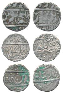Silver Rupee (3), Dicholi Mint, in the name of Aurangzeb; Bagalkot Mint, in the name of Al