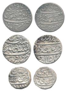 Silver Rupee (3), Hafiz Rehmat Khan (1754-1774 AD), Muradabad Mint, RY 3; Ahmednagar Farru