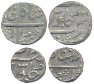 Baroda Mint, Silver Rupee and ½ Rupee, in the name of Shah Alam II. Very Fine+. (2)