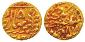 Madho Singh II (AH 1880-1922 AD), Gold Mohur, 10.85g, Sawai Jaipur Mint, AH 188x/5, with t