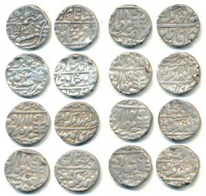 Sawai Jaipur and Sawai Madhopur Mints, Silver Rupee (8), RY 2, 7, 9, 11, 14 and 18 (KM 145