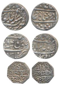 Awadh, Silver Rupee, Banaras Mint, in the name of Shah Alam II, RY 4; Assam, Silver ½ Rupe