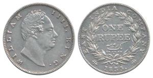 William IV, Silver Rupee, 1835, No initials, B / II / 20 Berries. Very Fine+, Scarce.