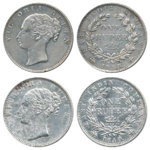 Victoria Queen, Silver Rupee, 1840, continuous legend, English Head, 19 Berries. Very Fine