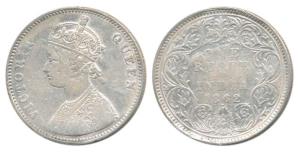 Victoria Queen, Silver Rupee, 1862, A / I / 1 / 1 dot. Fine+, Rare.