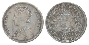 Victoria Queen, Silver Rupee, 1862 A / II / 0 / 9 dots. About Very Fine, Very Rare.