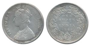 Victoria Queen, Silver Rupee, 1862, A / II / 2 / 5. About Very Fine, Extremely Rare.
