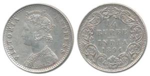 Victoria Empress, Silver ¼ Rupee, 1894, Bombay Mint, C / I / ’B’ incuse. Extremely Fine.