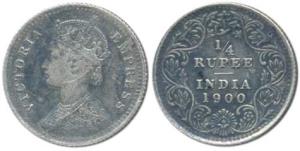Victoria Empress, Silver ¼ Rupee, 1900, Calcutta Mint, C / II / ’C’ incuse. Very Fine+, Ra