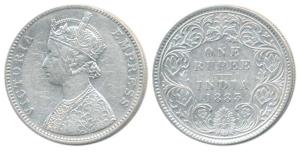 Victoria Empress, Silver Rupee, 1883, Bombay Mint, A3 / I dot. Very Fine+.