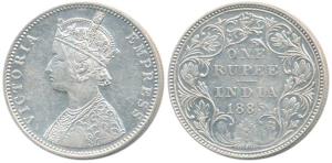 Victoria Empress, Silver Rupee, 1885, Bombay Mint, C2 / II / ’B’ raised. Very Fine+.