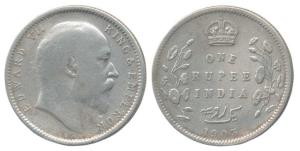 Edward VII, Silver Rupee, 1903, Urdu error with 3 dots on the left instead of the normally
