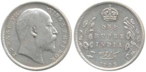 Edward VII, Silver Rupee, 1903, Urdu error with 4 dots on the left instead of the normally