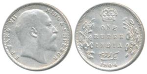 Edward VII, Silver Rupee, 1904, Bombay Mint with dot, slightly double struck, very evident