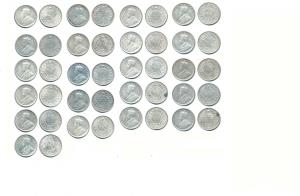 George V, Silver ½ Rupee, compete date wise set of 21 different dates 1912, 1913, 1914, 19
