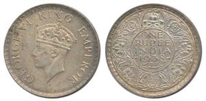 George VI, Silver Rupee, 1938, Bombay Mint, without dot. Nice toning, About Uncirculated, 