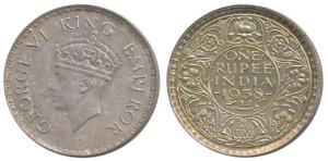 George VI, Silver Rupee, 1938, Bombay Mint, without dot. Superb deep toning, Uncirculated,