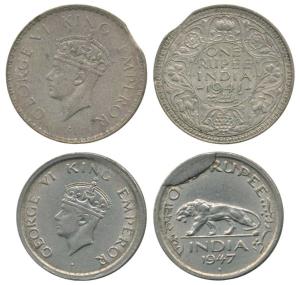 George VI, Half Silver Rupee, 1941, slight indentation in the planchet at 2 o’clock; Cupro