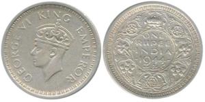 George VI, Half Silver Rupee, 1944, Lahore Mint, D / Ia, Inverted Die Axis. Very Fine, Ext