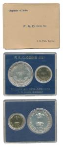 1970 Uncirculated Set, Food For All, set of 2, 20 Paise and Rupees 10. In immaculate condi