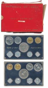 1970 Proof Set, Food For All, 1 Paisa to Rupees 10. Within original packaging, the outer b