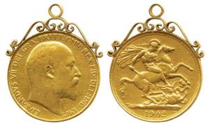 Great Britain, Edward VII, Gold 2 Pounds, 16g, St. George slaying a dragon on rev., 1887. 